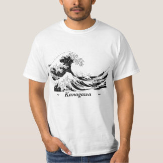"Great Wave" T-Shirt, Black and White Size L T-Shirt
