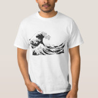 "Great Wave" T-Shirt, Black and White Size L