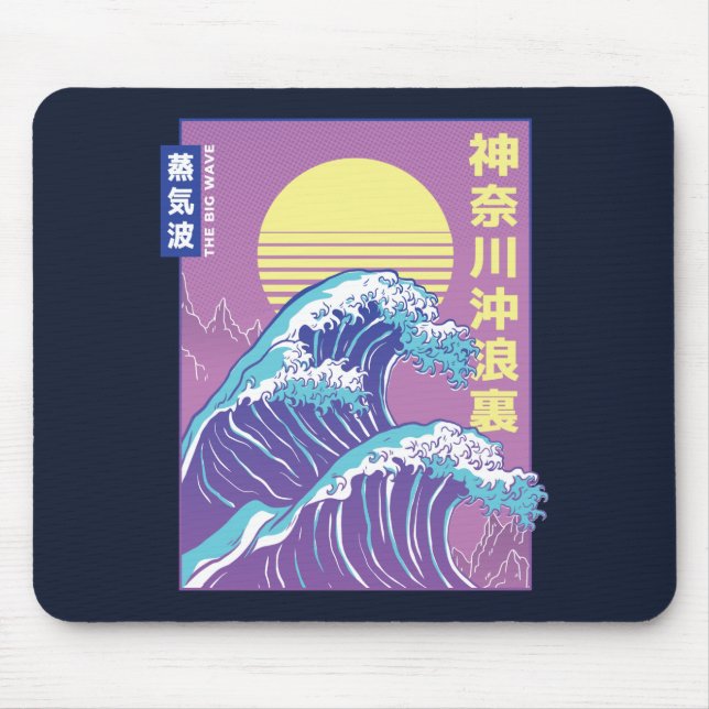 Great Wave Vaporwave Kanagawa Mouse Pad (Front)