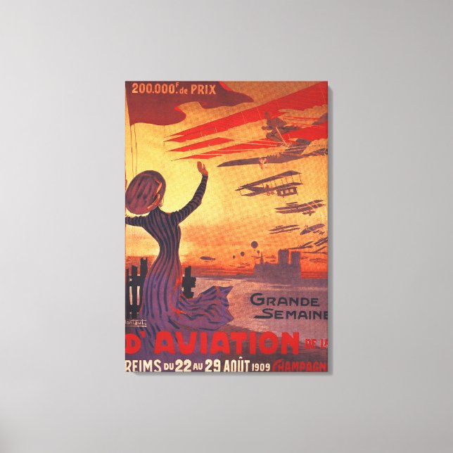 Great Week of Aviation - Woman Waving Poster Canvas Print (Front)