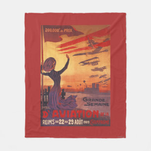 Great Week of Aviation - Woman Waving Poster Fleece Blanket