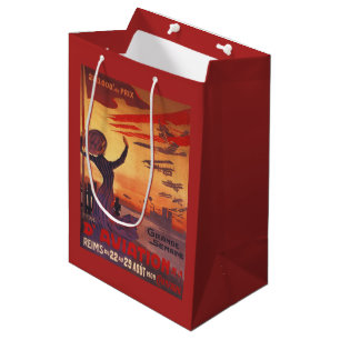 Great Week of Aviation - Woman Waving Poster Medium Gift Bag