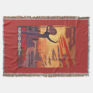 Great Week of Aviation - Woman Waving Poster Throw Blanket