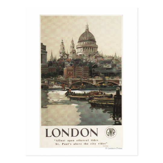 Great Western Railway St. Paul's Travel Poster Postcard