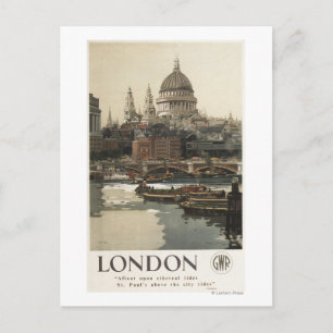 Great Western Railway St. Paul's Travel Poster Postcard