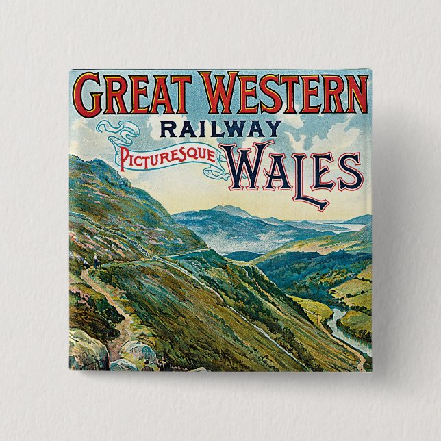 Great Western Railway ~ Wales 2 Inch Square Button (Front)