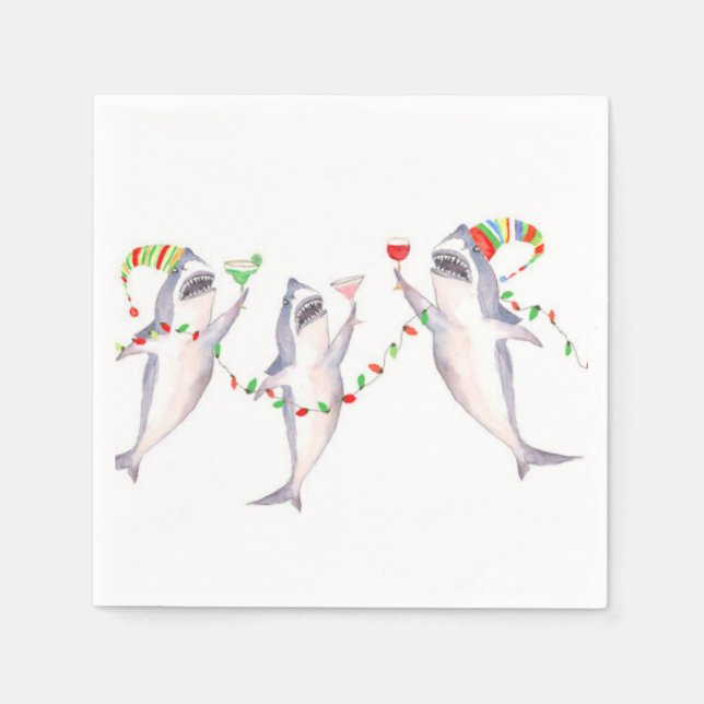 Great White Christmas Party Napkins (Front)