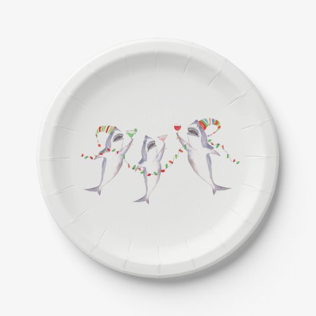 Great White Christmas Party Plates (Front)