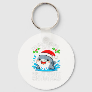 Great White Christmas Shark Funny Santa Holiday Pu Keychain