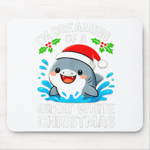 Great White Christmas Shark Funny Santa Holiday Pu Mouse Pad