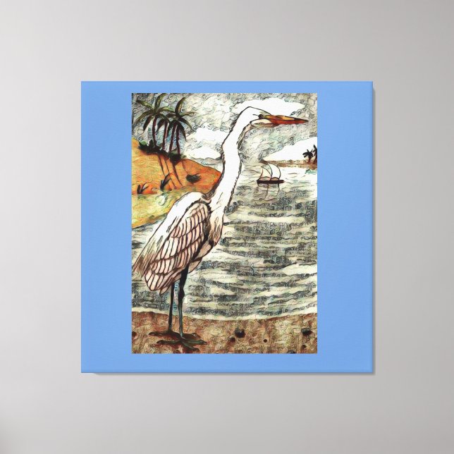 Great White Egret Canvas Print (Front)