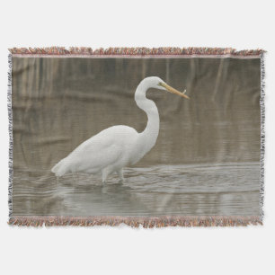 Great White Egret Throw Blanket