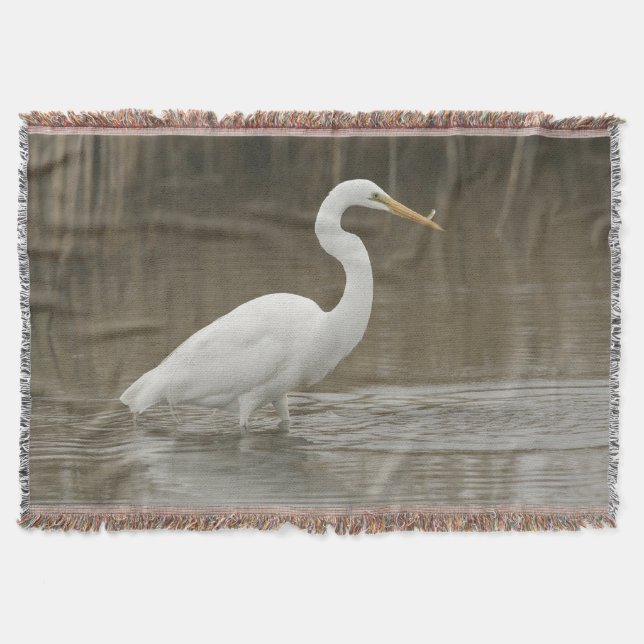 Great White Egret Throw Blanket (Front)