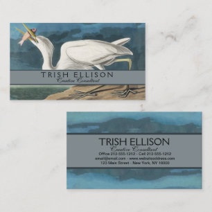 Great White Heron Audubon Bird Wildlife Painting Business Card