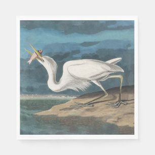 Great White Heron Audubon Bird Wildlife Painting Napkin