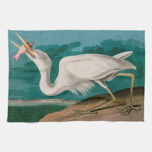 Great White Heron Birds of America Audubon Print Kitchen Towel