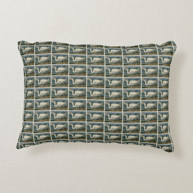 Great White Heron, from Audubon's Birds of America Accent Pillow (Back)