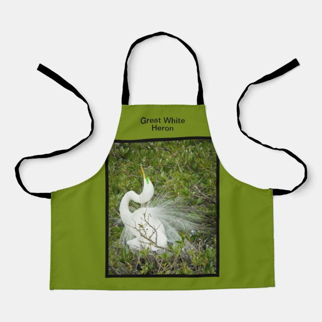 Great White Heron Spring Plumage Pose Photo Apron (Front)