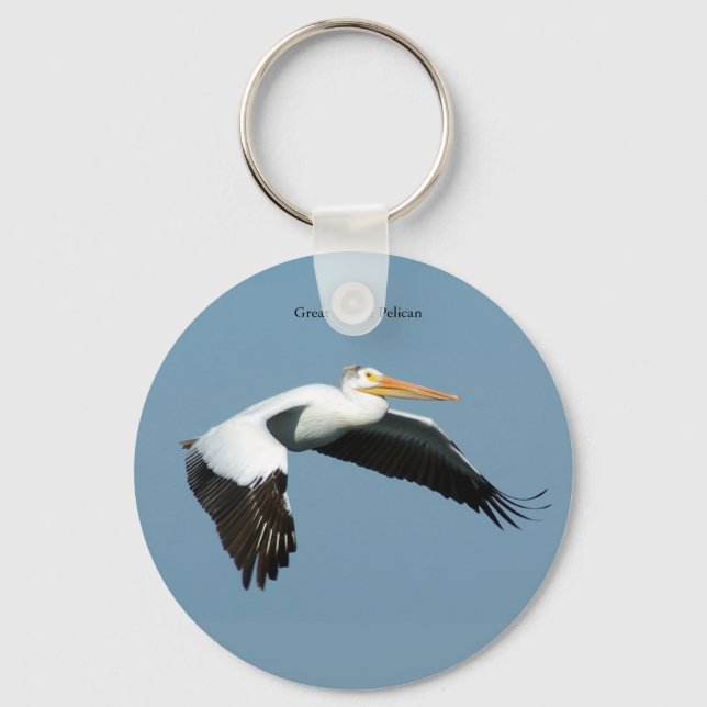 Great White Pelican button key chain (Front)