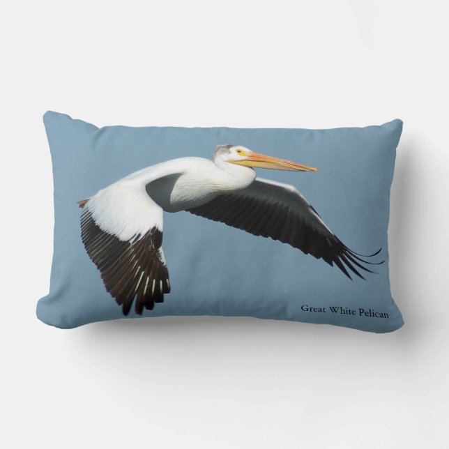Great White Pelican lumbar pillow (Front)