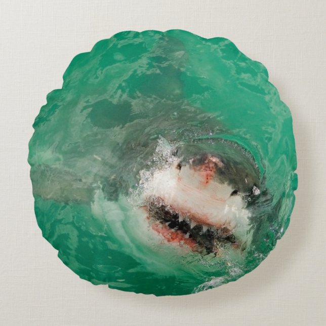 Great White Shark1 Round Pillow (Front)