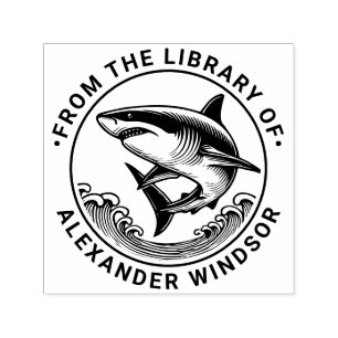 Great White Shark Above Waves #2 Library Book Name Self-inking Stamp