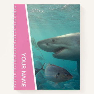Great White Shark and Fish Australia, Pink Notebook