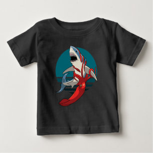 Great White Shark and Giant Squid Baby T-Shirt