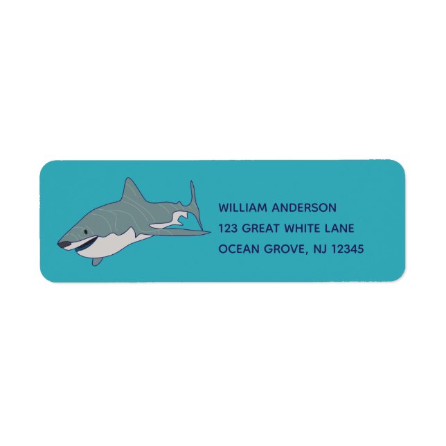 Great White Shark Aqua Blue Adresse de retour (Devant)