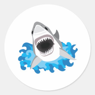 Great White Shark Attack Classic Round Sticker