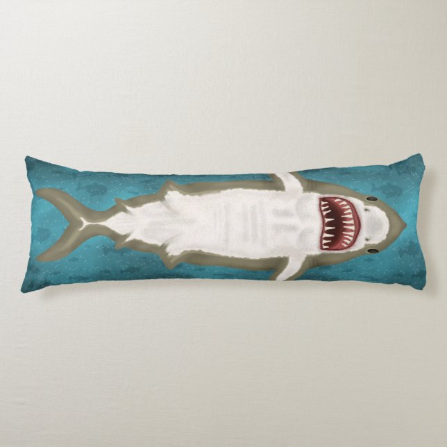 Great White Shark Attack Funny Fish Novelty Ocean Body Pillow (Front)