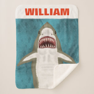 Great White Shark Attack Personalized Ocean Funny Sherpa Blanket