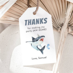 Great White Shark Birthday Party Thank You Gift Tags