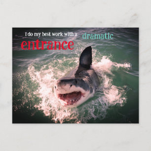 Great white shark breaching holiday postcard