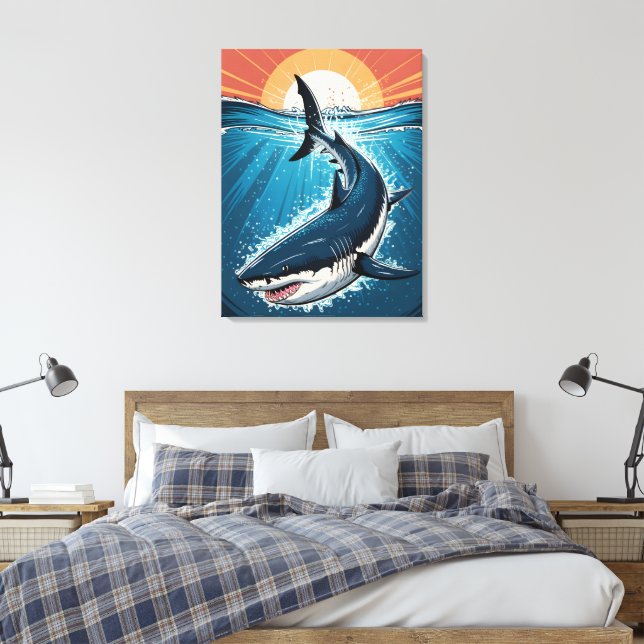 Great White Shark Canvas Print (Insitu(Bedroom))