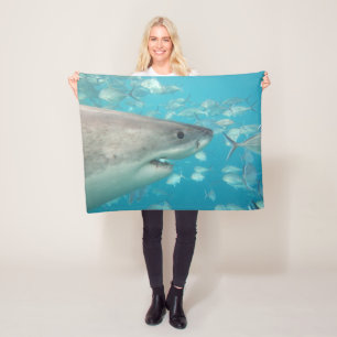 Great White Shark Close-up Portrait Australia Fleece Blanket