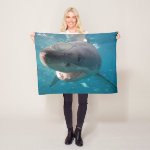 Great White Shark Close-up Portrait Australia Fleece Blanket