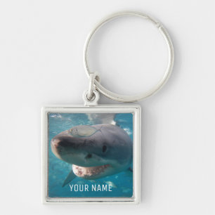 Great White Shark Close Up Underwater Australia Keychain