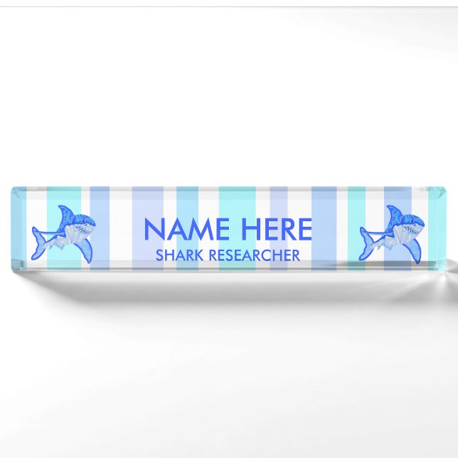 Great White Shark Colourful Sea Stripes Nameplate (Front)