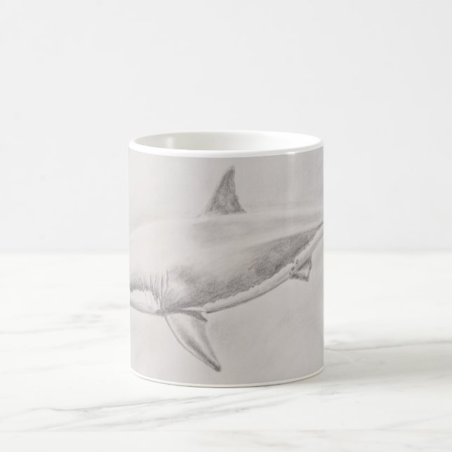 Great White Shark Drawing Coffee Mug (Center)
