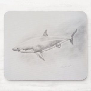 Great White Shark Drawing Mouse Pad