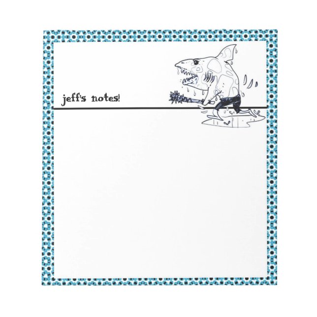 great white shark fighter funny cartoon notepad (Front)