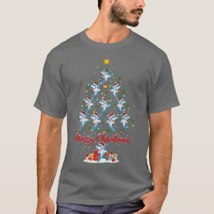 Great White Shark Fish Christmas Tree Light Funny  T-Shirt