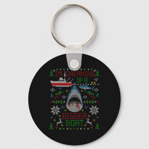 Great White Shark Fishing Ugly Christmas Sweater P Keychain