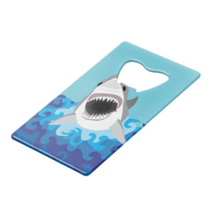 Great White Shark Funny Cartoon Credit Card Bottle Opener