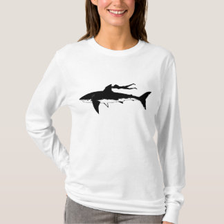 Great white shark gliding - on light background T-Shirt
