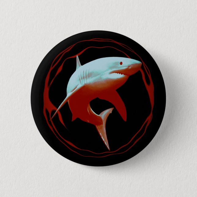 Great White Shark Graphic Design 2 Inch Round Button (Front)
