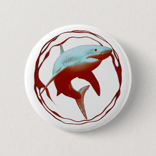 Great White Shark Graphic Design 2 Inch Round Button