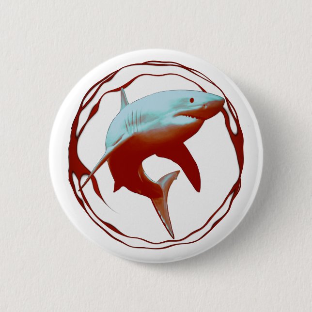 Great White Shark Graphic Design 2 Inch Round Button (Front)
