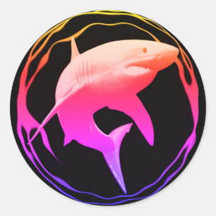 Great White Shark Graphic Design Classic Round Sticker
